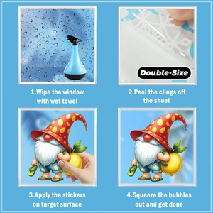 Step-by-step guide for applying Christmas gnome static stickers on glass windows