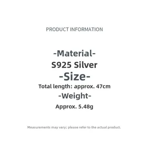 Detailed specifications of S925 sterling silver OT clasp necklace weighing 5.48g and 47cm long