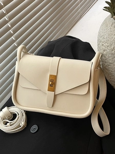 Sac à Épaule Simple en Cuir PU pour Femmes Vintage Petit Sac Carré Bandoulière Fermoir Métallique Main Décontracté