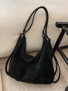 Large black leather hobo tote bag for women, versatile shoulder and handbag design