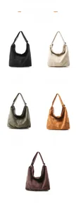 Affichage vertical de cinq grands sacs hobo en velours côtelé noir beige vert et marron
