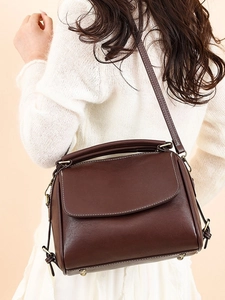 Vintage PU Leather Crossbody Bag For Women With Contrast Stitching Large Capacity Handbag Shoulder Bag Street Style Daily Fashion