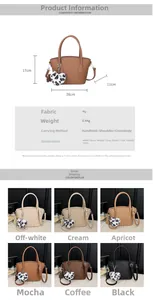 Detailed size specifications and 6 color options for the vintage PU leather shoulder bag