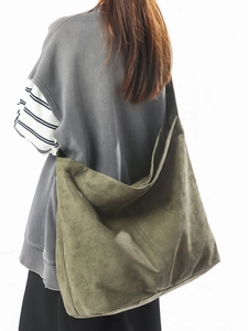 Grand Sac à Épaule Hobo en Velours Suédé pour Femmes Style Japonais Minimaliste Décontracté Sac Fourre-Tout pour Voyage
