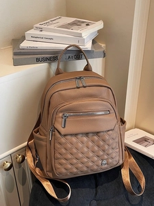 Zaino in Pelle PU Trapuntata da Donna Texture Litchi Morbida Casual Cartella da Donna Design a Traliccio Borsa a Tracolla da Viaggio Giornaliera