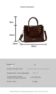 Spécifications détaillées de taille pour le sac cabas marron à texture crocodile