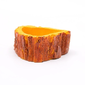 Hermit crab reptile resin bowl with bionic tree bark texture and smooth yellow interior