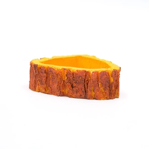 Resin reptile water dish with realistic wood grain texture for terrarium and lizard habitat