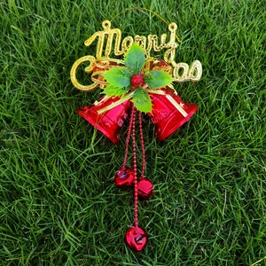 Merry Christmas Hanging Bell Decoration With Holly Leaves Berries Bowknot Bells For Festive Home Christmas Tree Holiday Decor