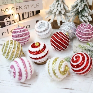Christmas Balls Ornaments Glitter Foam Plastic Xmas Tree Hanging Decorations For Holiday Home Festive Atmosphere Decor