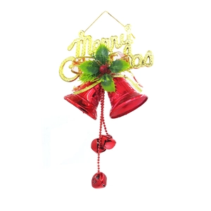 Christmas pet collar with red bells, Merry Christmas sign, green leaves and red berries