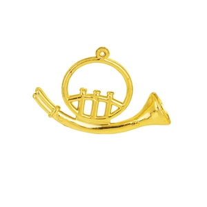 Golden trumpet musical instrument ornament with hanging loop for Christmas tree decor