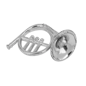 Detailed silver miniature horn ornament with a polished metallic finish for DIY crafts