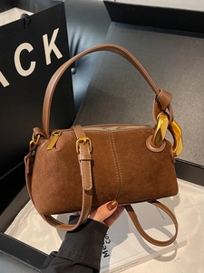 Fashion Women PU Leather Boston Pillow Bag With Chunky Gold Chain Decor Urban Simple Casual Crossbody Shoulder Handbag