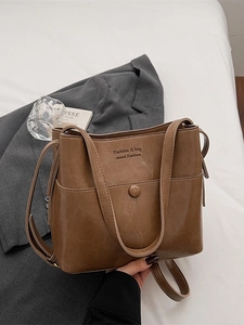 Women Large Capacity Soft PU Leather Bucket Bag Retro Urban Minimalist Shoulder Bag Fashion Crossbody Stylish Handbag Daily Use
