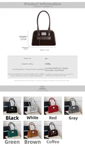 Tableau des tailles détaillé pour sac bandoulière rétro en PU et fiches techniques