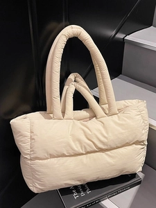 Sac Fourre-tout Matelassé pour Femmes Grande Capacité Tissu Léger Sac à Épaule Rembourré Doux pour Voyage Travail