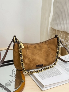 Vintage Suede Leopard Print Crossbody Bag For Women Large Capacity Shoulder Bag With Metal Chain And Beaded Pendant