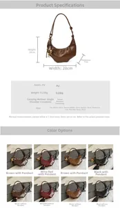 Detaillierte Größenangaben und Farbauswahl für PU-Leder Hobo-Tasche Umhängetasche