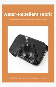 Water-resistant fabric detail of the rectangle mini crossbody bag showing water droplets
