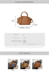 Detailed size specifications and color options for the retro woven texture handbag