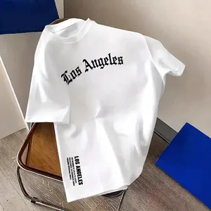 Baumwolle Los Angeles Buchstaben Druck T-Shirt Unisex Locker Casual Kurzarm Rundhals Sommer Streetwear Mode Top