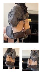 2025 winter new large capacity spliced tote bag, high texture matte fashion shoulder bag for women