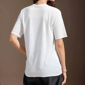 Classic crew neck white short sleeve t-shirt for women in a basic fit style