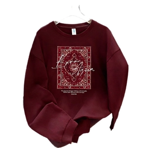 Deep red long sleeve cotton sweatshirt with Born Again vintage graphic print