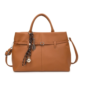 Grand sac cabas vintage en similicuir marron avec poignées et logo BB métallique