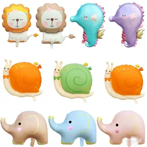 Matte Aluminum Foil Balloon Cartoon Elephant Snail Seahorse Lion Shape Birthday Party Decoration Animal Helium Balloon