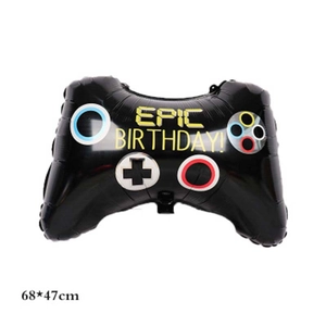 Ballon manette de jeu noire avec texte Epic Birthday pour décoration de fête gaming