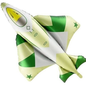 Fighter jet foil balloon in green and white camouflage for birthday party decoration