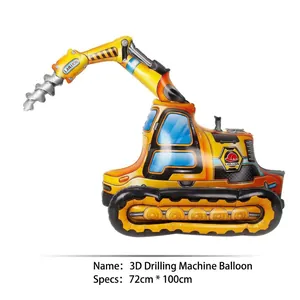 Detailed 3D excavator construction vehicle balloon with 72x100cm size specifications