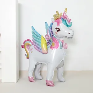 3D Stehendes Einhorn Aluminiumfolie Ballon Riesiger Einhorn Folienballon Für Geburtstag Party Kinder Kindertag Foto Requisiten Dekoration