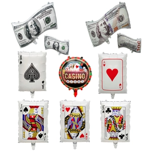 Casino Night Thema Aluminiumfolie Ballons Poker Herz Ass Pik 100 Dollar Schein Muster Ballon Party Dekoration Zubehör