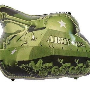 Green camouflage army tank foil balloon with star print for military party decoration
