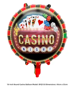 Detail eines 18 Zoll Casino Night Folienballons mit Pokerkarten für die Partydekoration