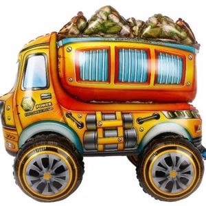 3D construction vehicle foil balloon in yellow with Power Engineering party design