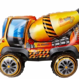 Construction theme cement mixer truck foil balloon in yellow for kids birthday parties