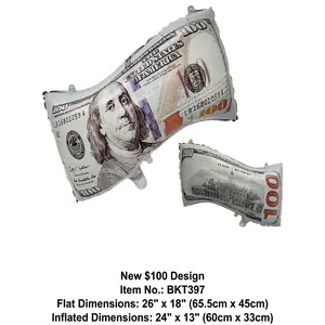 Beidseitiger 100 Dollar Geldschein Folienballon für Mottoparty und KTV Dekoration