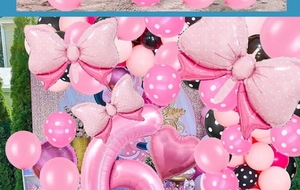 Ensemble de ballons nœud rose et chiffre 6 pour décoration de fête d'anniversaire