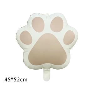 Ballon en aluminium mat blanc crème à empreinte de chat pour fête d'animaux 45x52cm