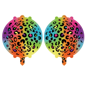 Rainbow leopard print round foil balloon with colorful gradient for party decoration
