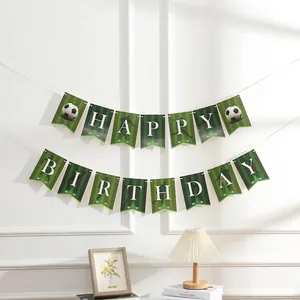 Fußball Thema Geburtstagsparty Deko Set Sportliches Banner Tortenaufsatz Spiralen Wabenpapier Ornament Für Feier