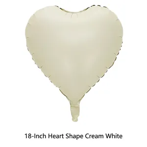 18-inch heart-shaped cream white aluminum foil balloon for birthday party and wedding decor