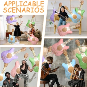 Colorful inflatable guitar balloons in party scenes for kids musical birthday decorations