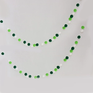 Green Pom Pom Garland Plush Balls DIY Hanging Banner For Kids Birthday Party Nursery Home Wall Decor