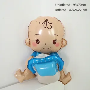 Ballon 3D en aluminium en forme de bébé garçon pour fête prénatale, bleu, 42x26x51cm
