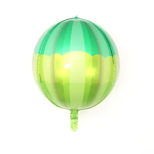 22 inch 4D green and yellow striped foil balloon for birthday party decorations
